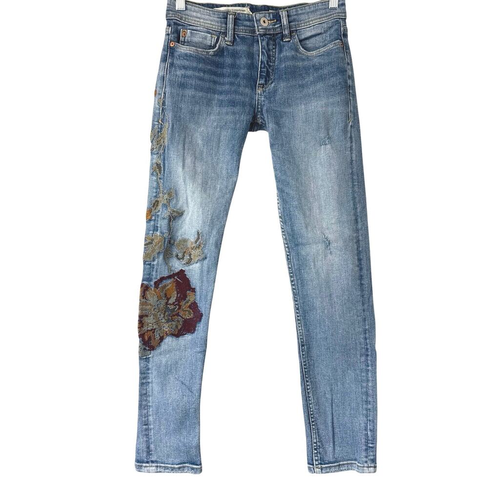 Pilcro by Anthropologie Embroidered Slim Boyfriend Jeans Women’s Size 24